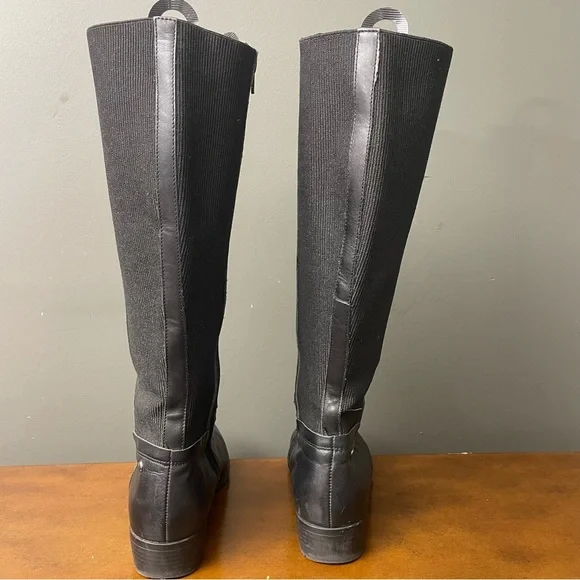 Hush puppies riding boots knee high black leather woman’s 9 wide - Picture 3 of 7